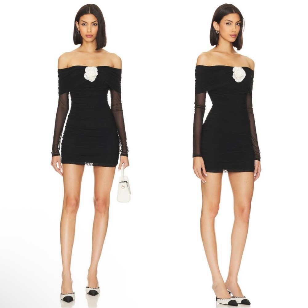 Amanda Uprichard x REVOLVE Nellia Rose Dress in Black & Ivory Rose